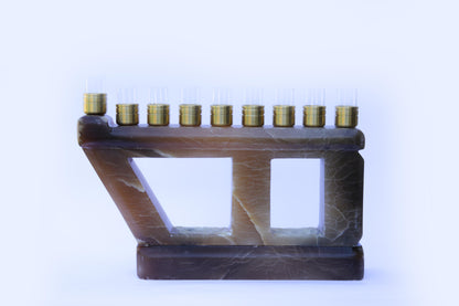 חנוכיה מאבן אלבסט חום