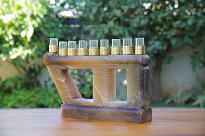 חנוכיה מאבן אלבסט חום